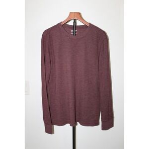 Arizona Jean Co Mens XL Burgundy Heather Waffle Knit Thermal Long Sleeve Shirt